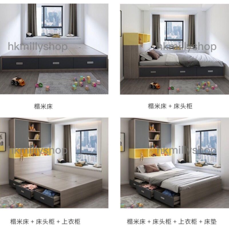 A&0293榻榻米組合床 收納櫃 儲物床 衣櫃一體組合櫃 - Image 8
