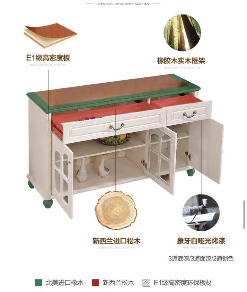 A&0387美式實木餐邊櫃 酒櫃 碗櫃 茶水櫃 廚房儲物櫃 收納櫃 - Image 5