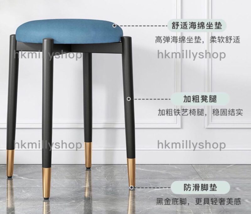 A0399鐵藝小圓凳 輕奢款折疊凳子 可疊放省空間 - Image 4