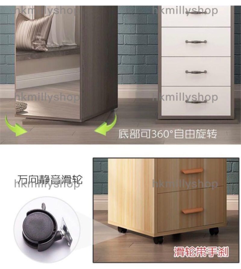 A&0401單門衣櫃 儲物櫃 全身鏡櫃子 落地旋轉可移動鏡櫃 穿衣鏡 多功能收納櫃 - Image 7