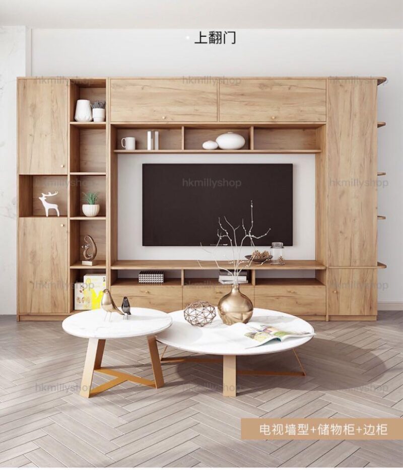 A&0402實木電視櫃落地組合櫃 墻櫃 頂天立地地台櫃 多層實木板訂製 - Image 6