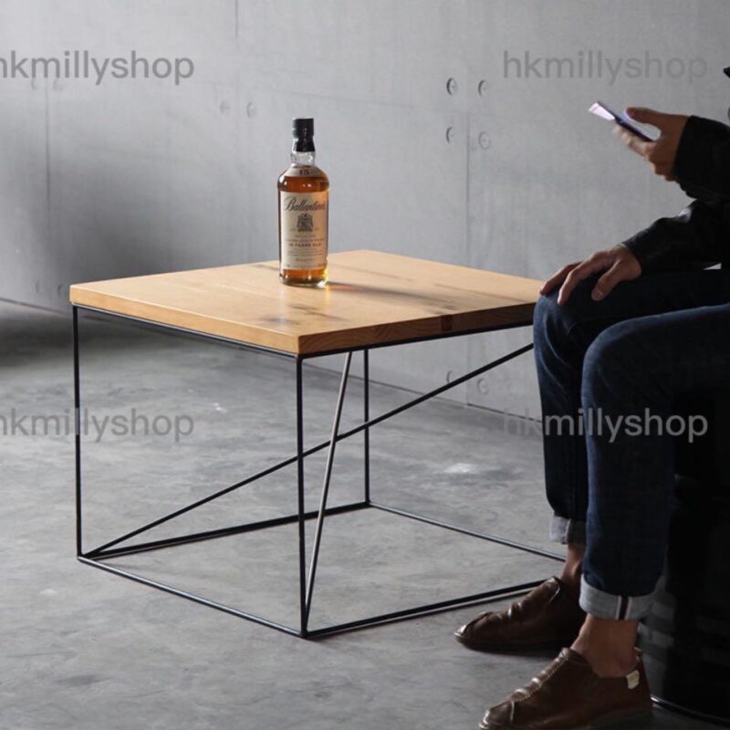 A&0440免安裝簡約工業風茶几 實木咖啡桌 正方形獨特邊幾角几 - Image 5