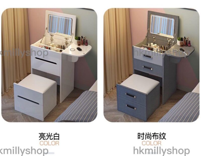 A&0449免安裝梳妝台化妝枱收納櫃一體櫃儲物櫃床頭櫃臥室迷你翻蓋儲物枱 - Image 8