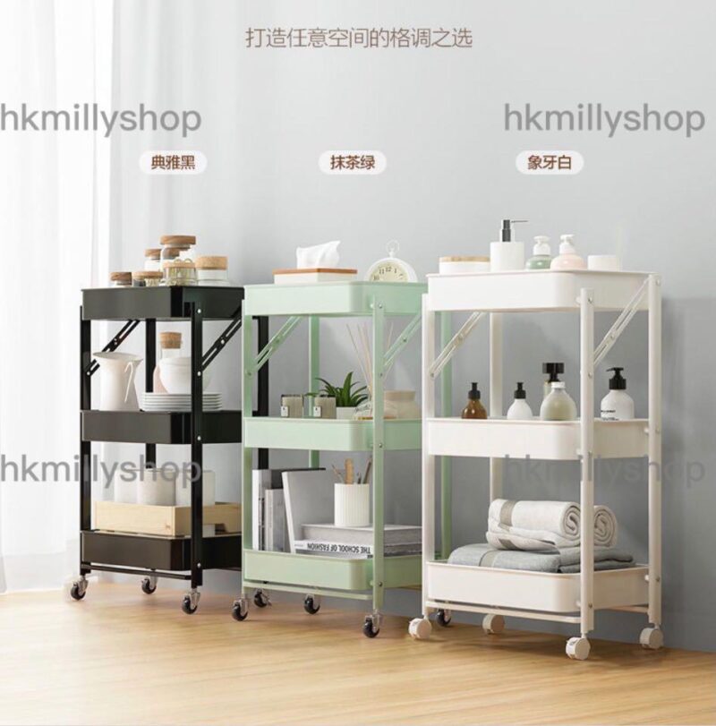 A&0463免安裝廚房收納架 多層收納櫃 可移動儲物架 帶轆折疊架 - Image 7