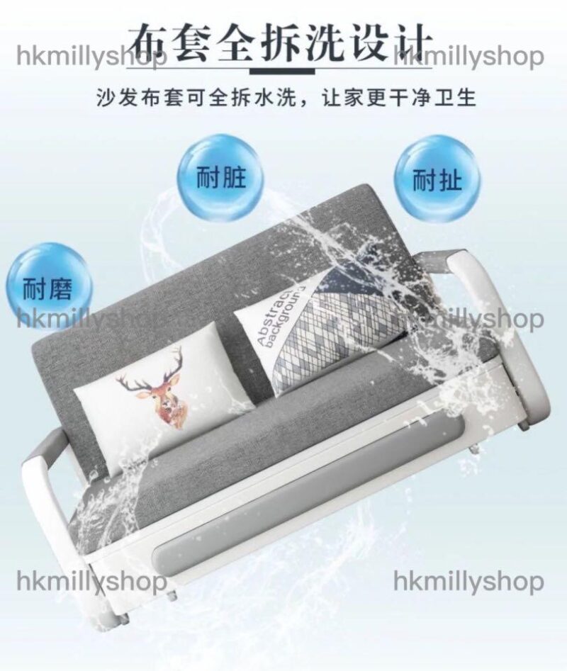 A&0523梳化床 沙發床 折疊床 儲物床 摺床 多顏色選擇實用推拉床 收納床 實木床板 鐵架床 布藝梳化床 - Image 9