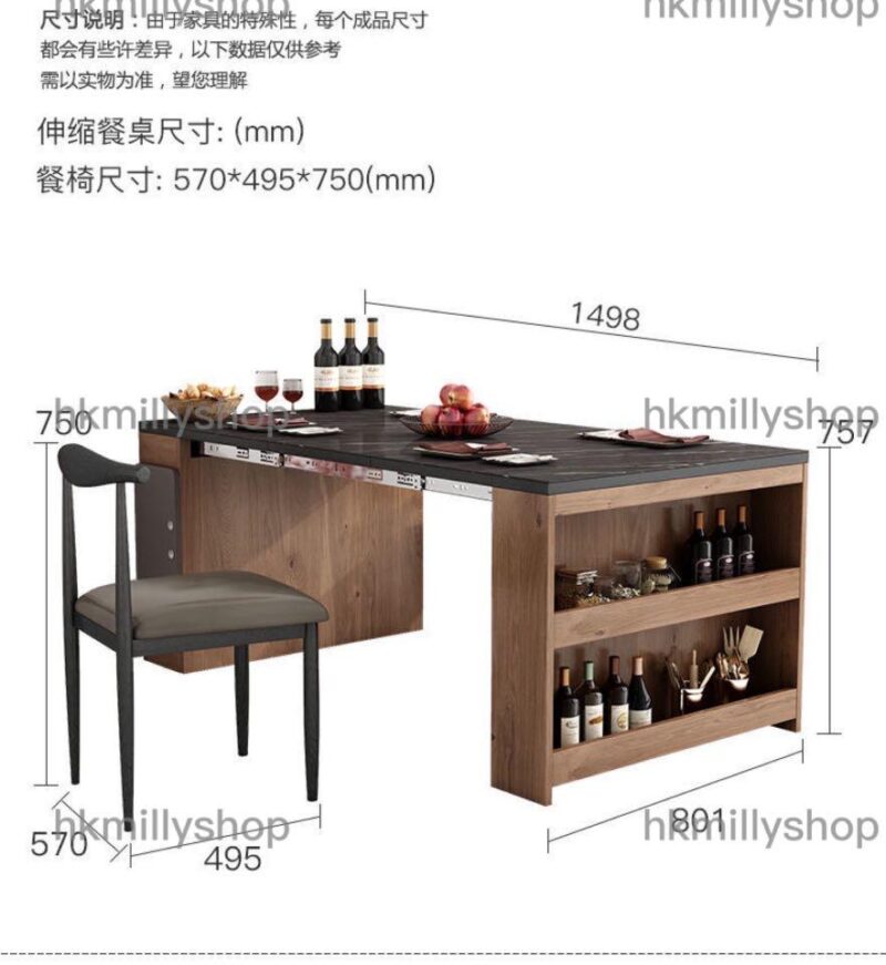 A&0545伸縮枱 餐桌餐椅組合 岩板耐高溫長枱全新包送貨 - Image 11