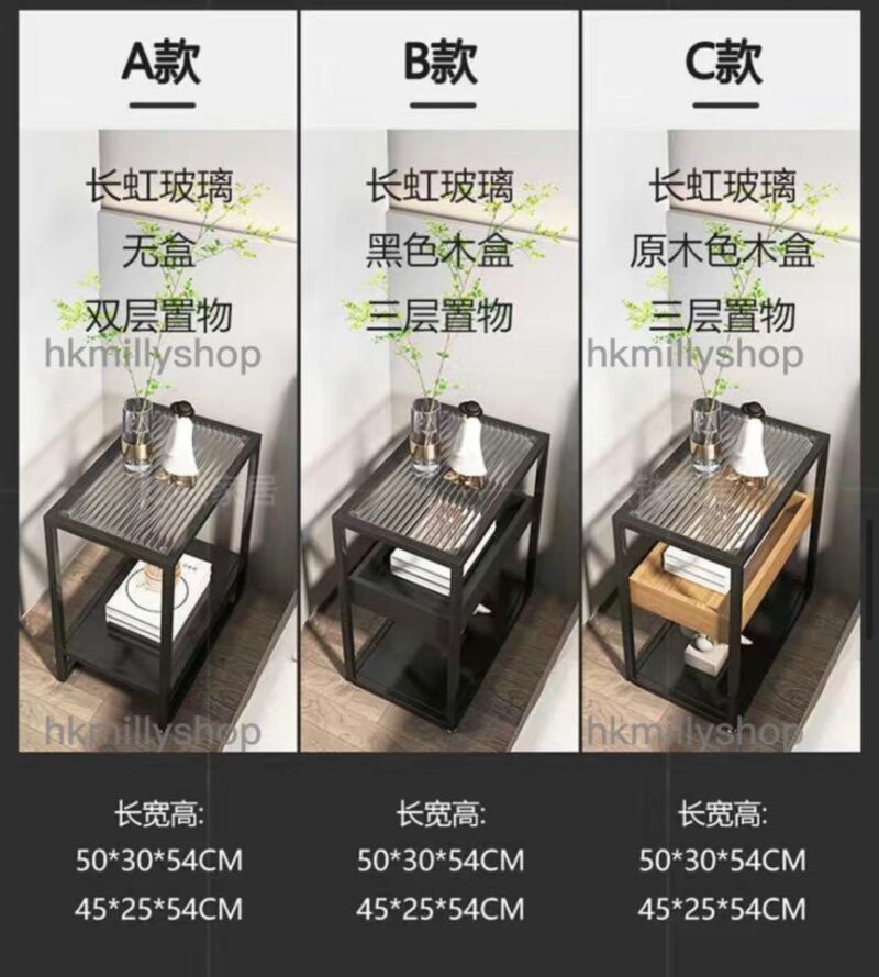 A&0610免安裝茶几 床頭櫃 邊幾 邊櫃 沙發角櫃 萬向輪可移動小桌子 置物架 超窄長虹玻璃枱面 夾縫枱 - Image 10