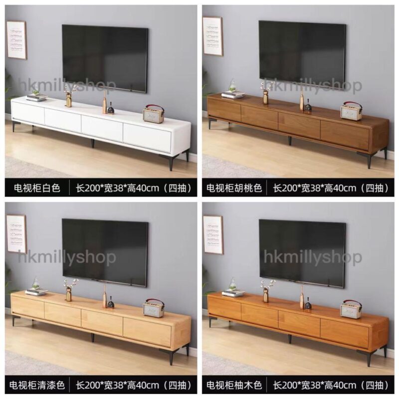 A&0623實木進口橡膠木電視櫃茶几組合櫃 - Image 7