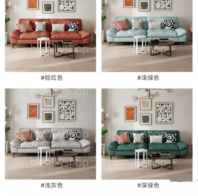 A&0703梳化床科技皮免洗沙發床 棉麻布藝梳化床 可躺雲朵布藝客廳奶油風格小戶型專用沙發 - Image 4