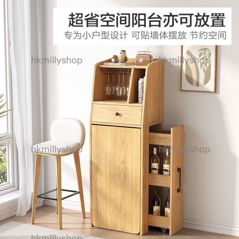 A&0725多功能折疊桌 餐桌 吧枱 餐枱一體 儲物酒櫃 家用隔斷櫃子 高腳枱 折疊枱 - Image 3