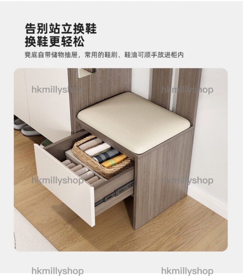 A&0726鞋櫃 玄關櫃 衣帽櫃 入門櫃 門廳櫃 隔斷櫃 屏風櫃 換鞋凳一體鞋櫃 入戶多層收納櫃 儲物櫃 - Image 8