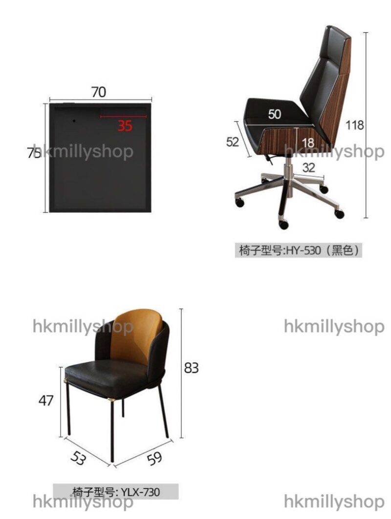 A&0733意式辦公桌 灰色烤漆家用電腦桌椅組合 - Image 9
