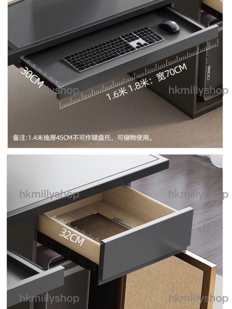 A&0733意式辦公桌 灰色烤漆家用電腦桌椅組合 - Image 4