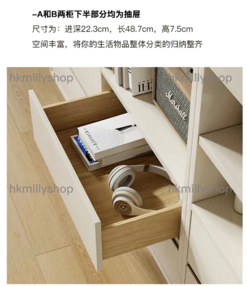 A&0742書櫃 收納櫃 客廳地櫃 電視櫃 隔斷櫃 奶油風餐櫃 裝飾櫃 抽屜櫃 櫃桶 書架 儲物櫃 - Image 5