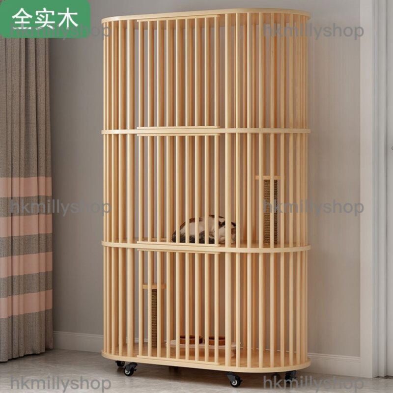 A&0754實木貓屋 橡膠木 松木貓咪別墅 貓窩 貓籠子 貓房子 貓櫃 - Image 4