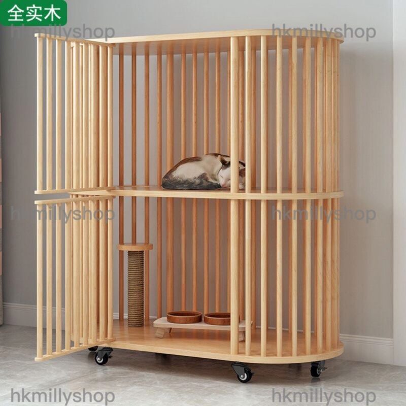 A&0754實木貓屋 橡膠木 松木貓咪別墅 貓窩 貓籠子 貓房子 貓櫃 - Image 3
