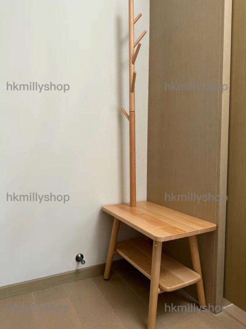 A&0759實木櫸木換鞋凳鞋架掛衣架衣帽架組合架 - Image 8