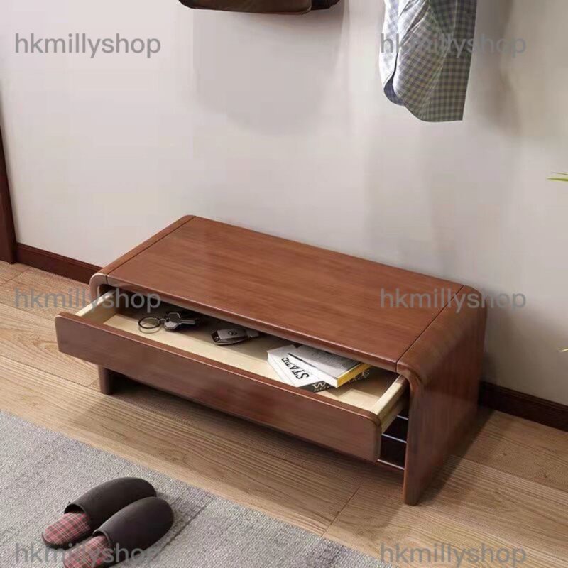 A&0762實木橡膠木鞋櫃換鞋凳多功能儲物凳 - Image 8