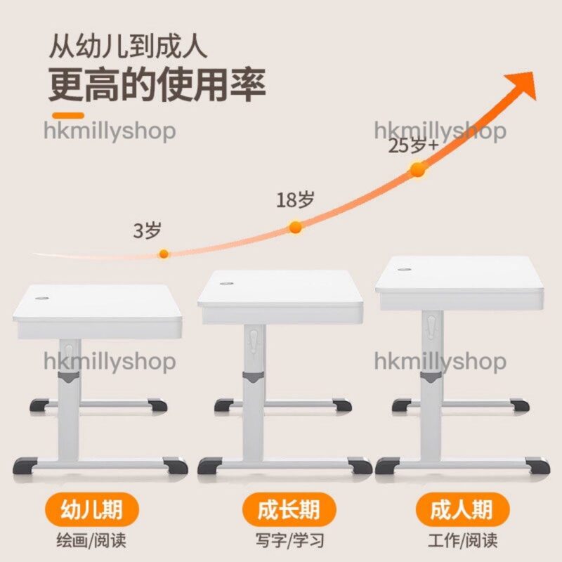 A&0793兒童書桌椅組合 可調節高低 多功能書台 升降桌子 書桌書架組合 手搖升降 - Image 7