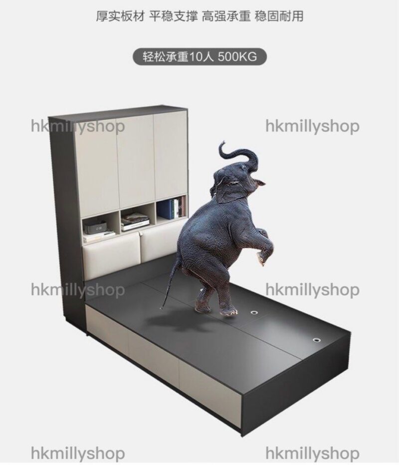 A&0797榻榻米衣櫃床組合 帶軟靠 床頭可儲物 家用多功能儲物床 - Image 4