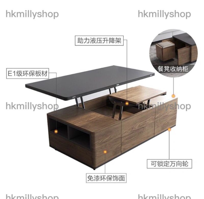 A&0901餐枱茶几兩用餐桌多功能客廳桌子小戶型伸縮枱摺枱收納枱 - Image 8