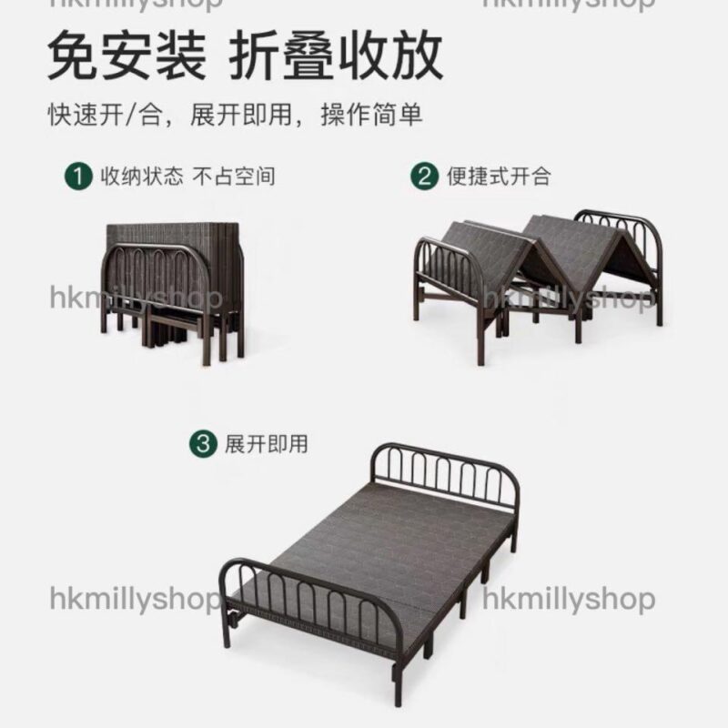A&1014折疊床 摺床 免安裝床架 單人床 雙人床 午睡床 午休床 硬板床 便捷式床架 可折疊 可移動 全新包送貨 - Image 6