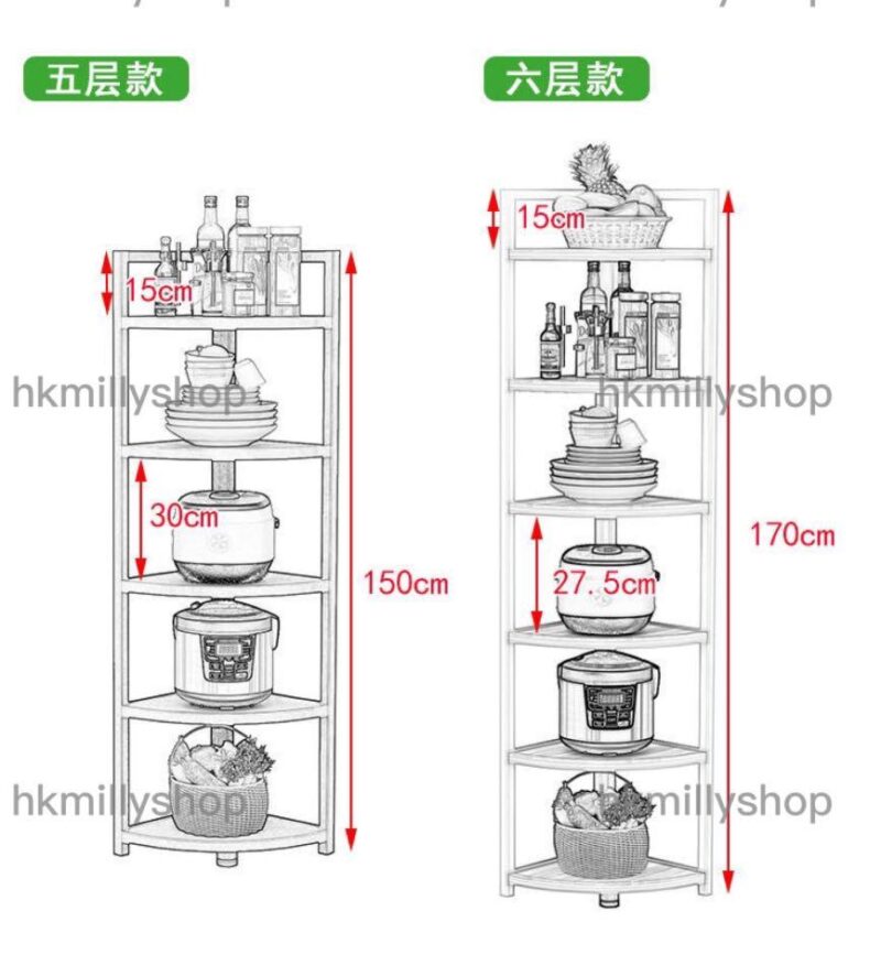 A&1021廚房置物架 廚房收納架 轉角收納架 三角架 鍋架 拐角儲物架 - Image 10