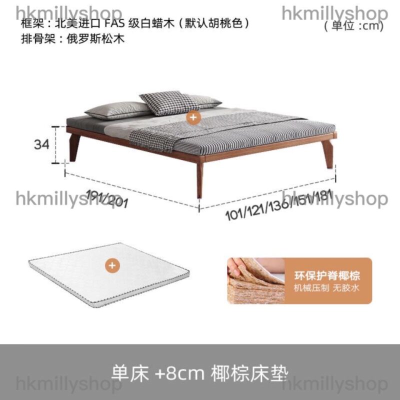 A&1088進口實木白蠟木床架 單人床 雙人床 實木床 超強承重 日式榻榻米 高品質矮款床架 - Image 10