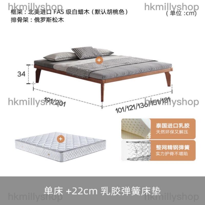 A&1088進口實木白蠟木床架 單人床 雙人床 實木床 超強承重 日式榻榻米 高品質矮款床架 - Image 11