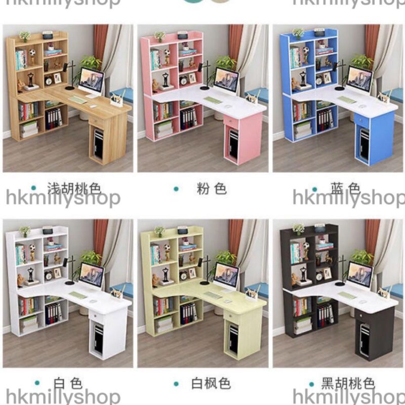 A&1098轉角電腦枱 L形書桌 兒童書桌 辦公桌 書架 書櫃 - Image 6