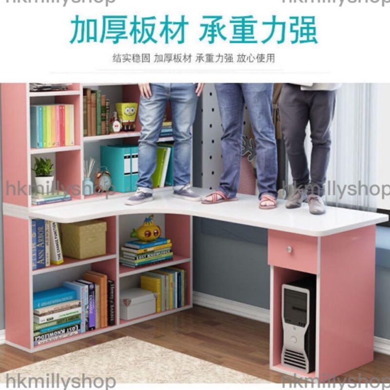 A&1098轉角電腦枱 L形書桌 兒童書桌 辦公桌 書架 書櫃 - Image 5