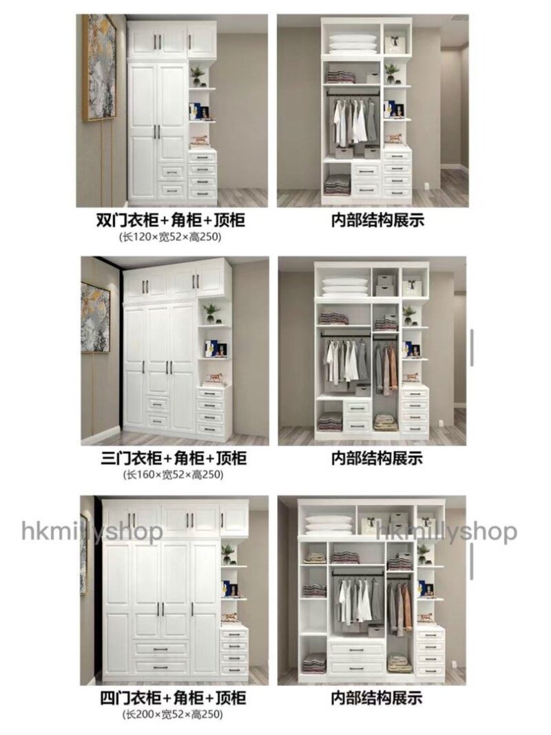 A&1237衣櫃帶櫃桶歐式櫃大衣櫃組合櫃抽屜櫃臥室收納櫃儲物櫃平開門衣櫃大容量高身櫃子抽屜式衣櫥衣帽櫃 - Image 4