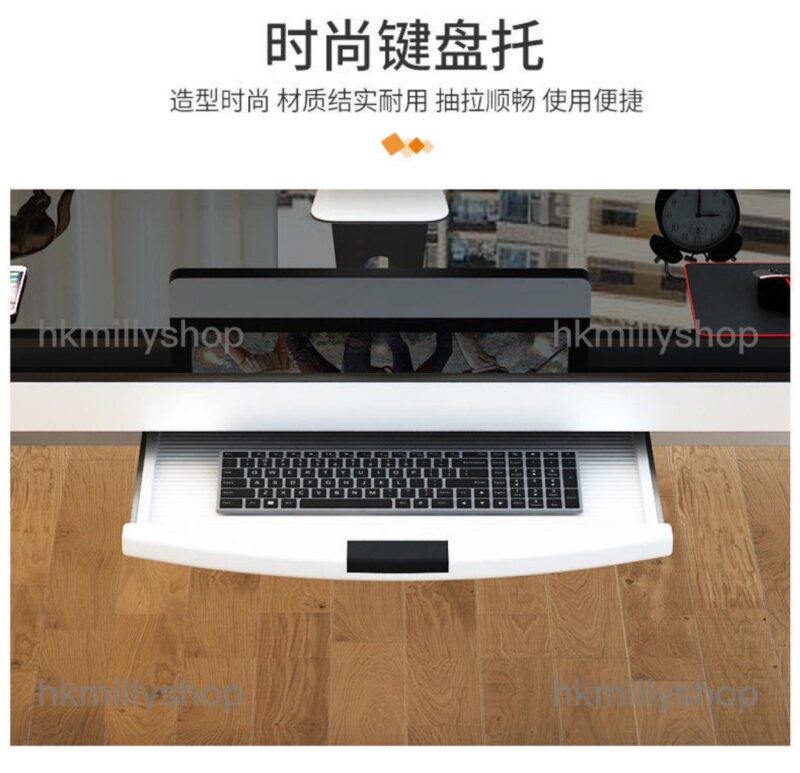 A&1254電腦桌 書桌 玻璃辦公桌 書枱 雙層台式電腦枱 書架書桌組合 學習桌 遊戲桌 電競枱 - Image 4
