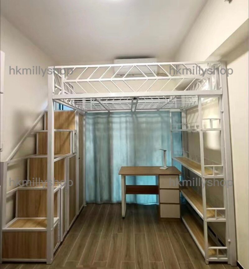 A&1278可訂製尺寸高架床高低床多功能儲物床架複式閣樓床鐵藝半高床 - Image 4
