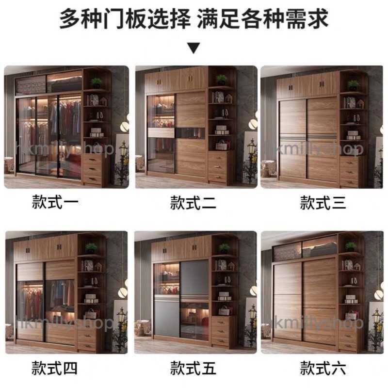 A&1288玻璃門衣櫃 趟門衣櫃 衣櫥 推拉門衣帽櫃 實木經濟型臥室家用收納櫃子簡易出租房大衣櫃 - Image 6