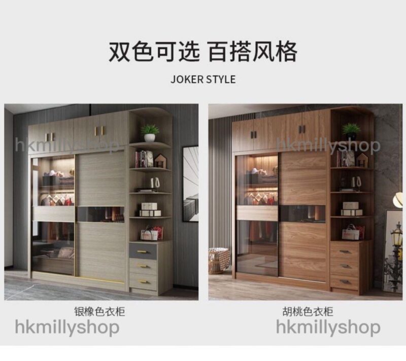 A&1288玻璃門衣櫃 趟門衣櫃 衣櫥 推拉門衣帽櫃 實木經濟型臥室家用收納櫃子簡易出租房大衣櫃 - Image 7