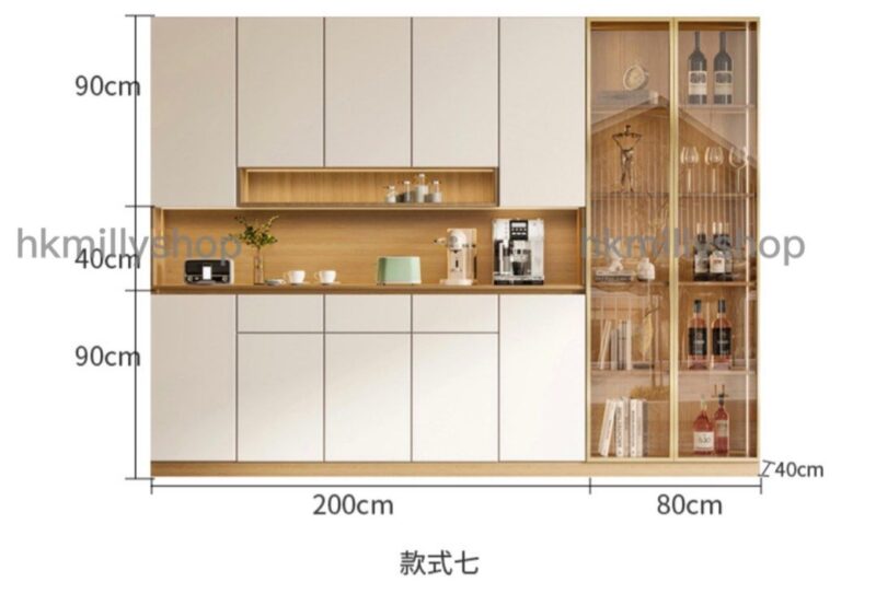 A&1291餐邊櫃 酒櫃 組合櫃 茶水櫃 實木生態板高櫃 餐廳收納櫃 - Image 7