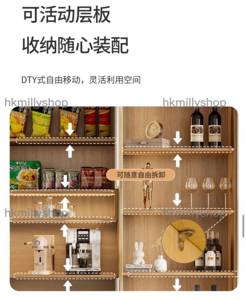 A&1291餐邊櫃 酒櫃 組合櫃 茶水櫃 實木生態板高櫃 餐廳收納櫃 - Image 4