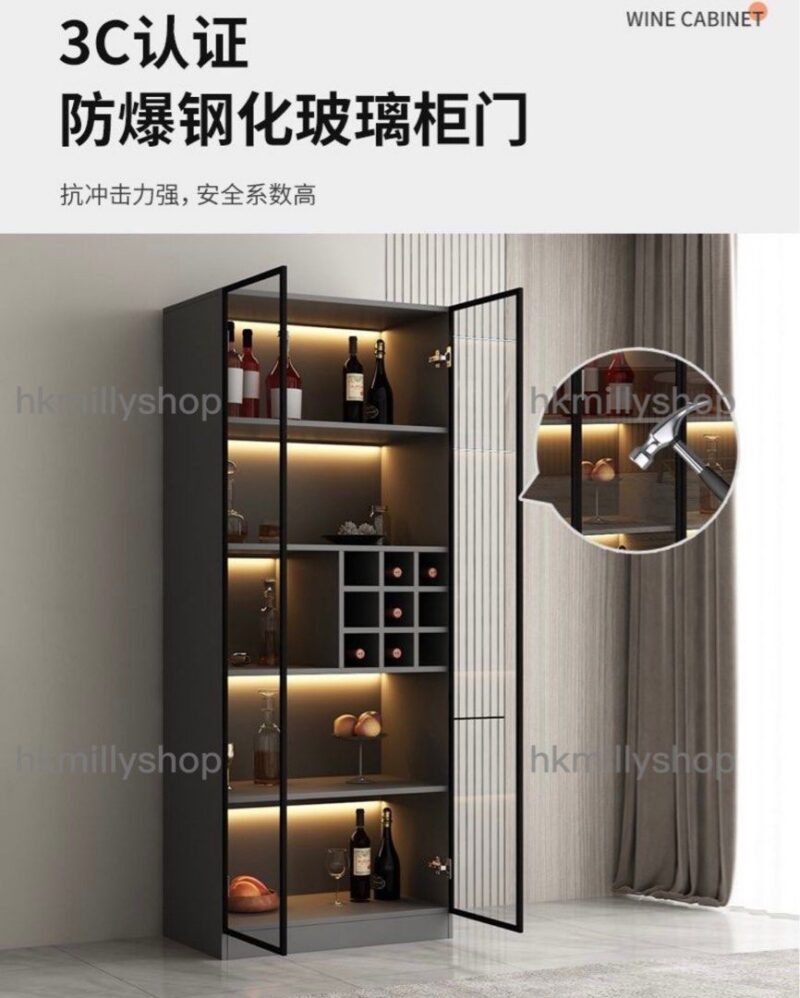 A&1292酒櫃 餐邊櫃 客廳展示櫃 餐廳收納櫃 儲物櫃 玻璃門櫃 高身櫃 茶水櫃 - Image 4
