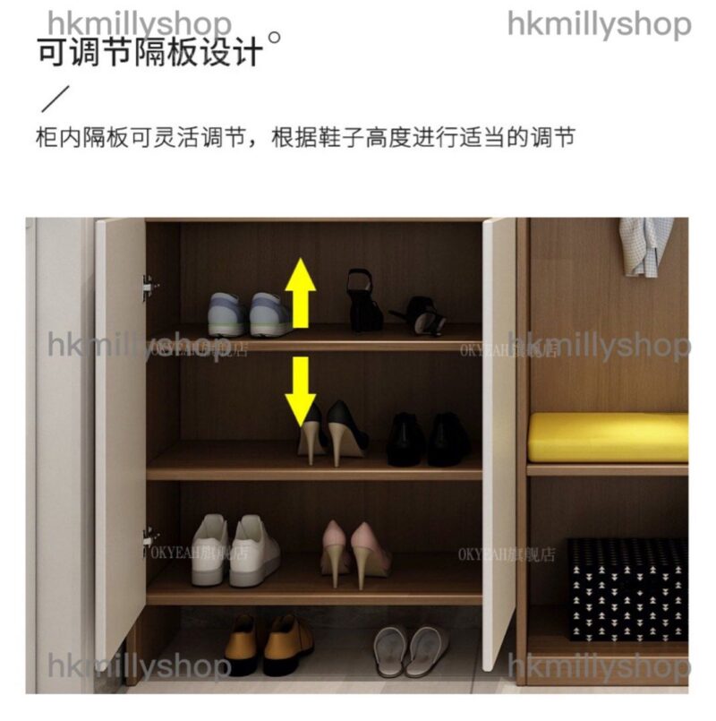 A&1293鞋櫃 入門櫃 衣帽架 高身鞋櫃 入門櫃 門廳櫃 隔斷櫃 玄關櫃 入戶櫃 門口儲物櫃 收納櫃 大容量鞋櫃 鞋架 簡約大氣置物櫃 全新包送貨 - Image 4