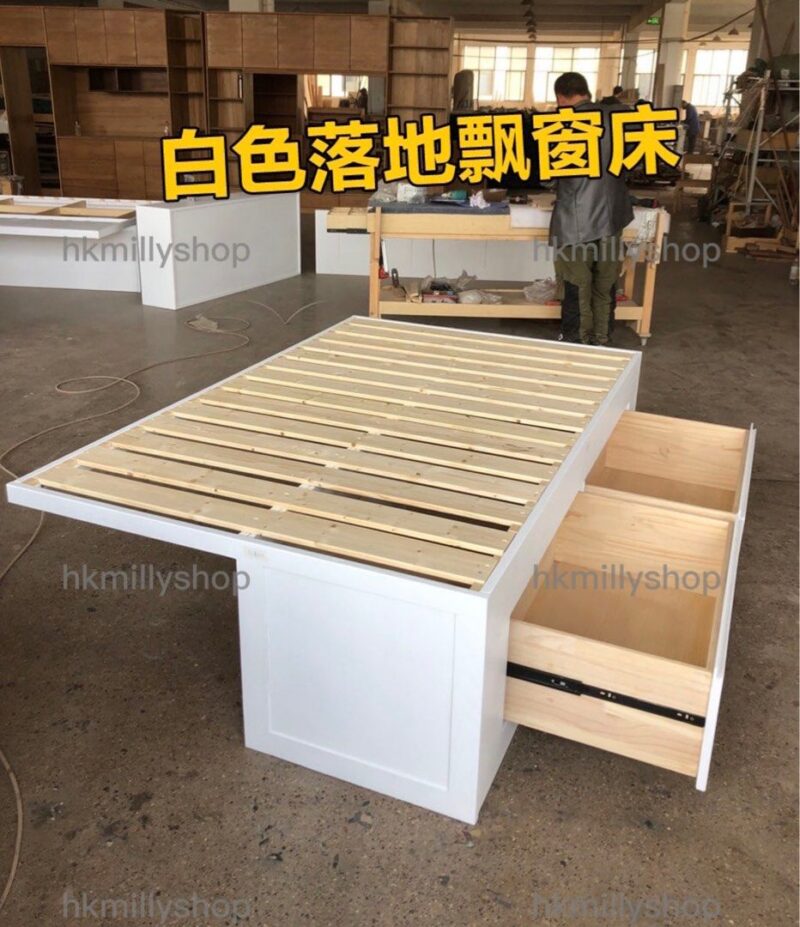 A&1308實木橡木松木飄窗床架 拼接床 日式無頭榻榻米床架 - Image 9