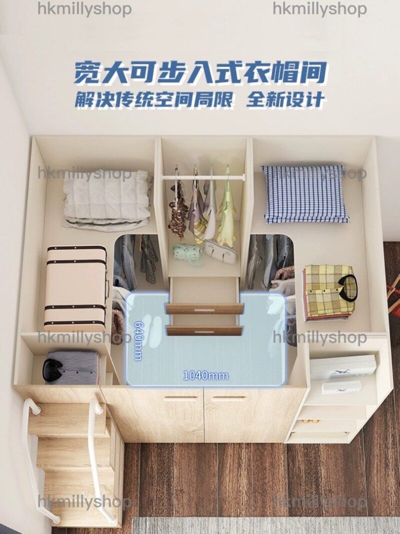 A&1323小戶型半高儲物床 可定制尺寸 多功能收納床 衣櫃床 抽屜床 高箱床 - Image 7