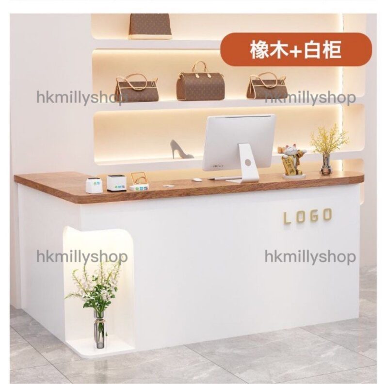 A&1340收銀台 迎賓枱 轉角枱 前台 接待檯 L形吧枱桌 - Image 5
