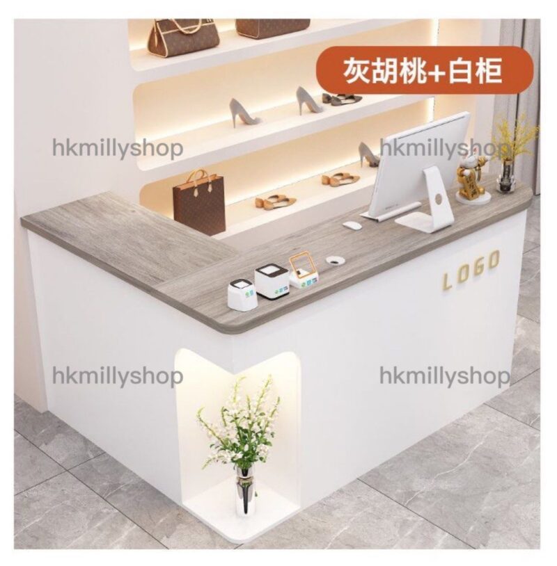 A&1340收銀台 迎賓枱 轉角枱 前台 接待檯 L形吧枱桌 - Image 4