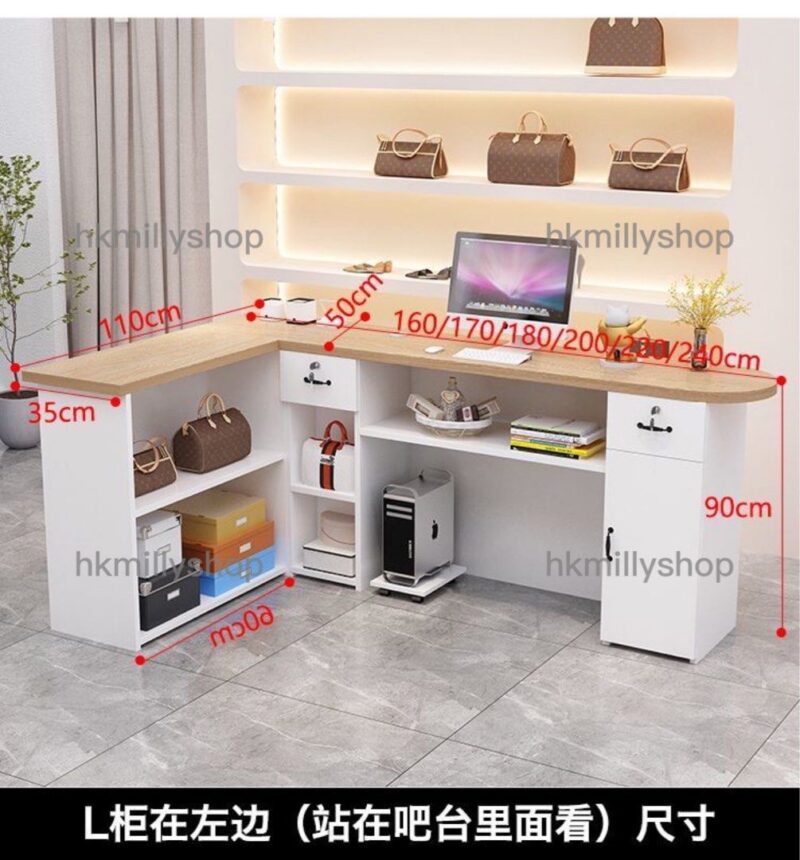 A&1340收銀台 迎賓枱 轉角枱 前台 接待檯 L形吧枱桌 - Image 8