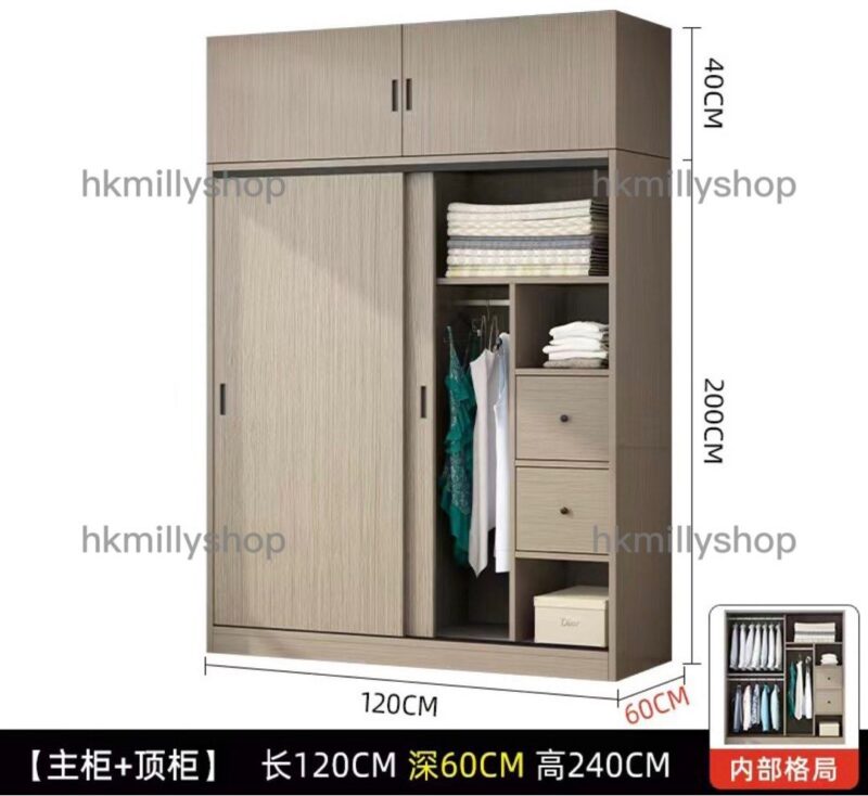 A&1351可訂製尺寸款式衣櫃 帶抽屜 趟門衣櫃 推拉門衣櫃帶櫃桶 - Image 8