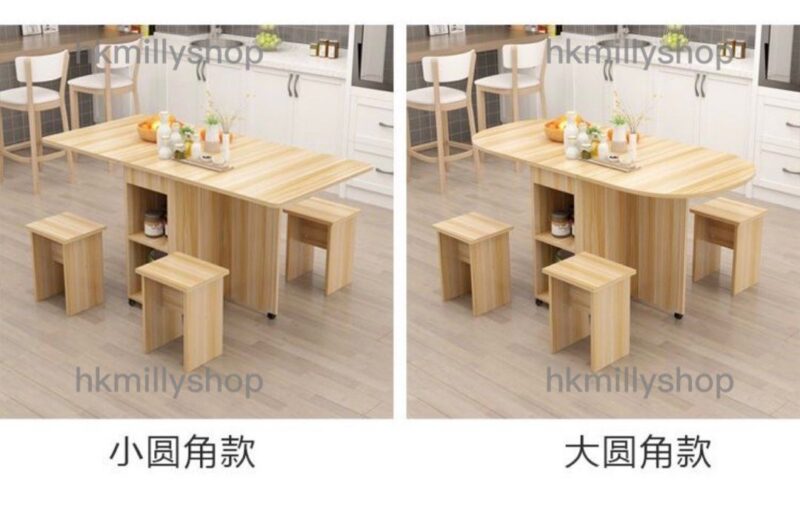 A&1379餐枱一桌四椅 餐桌餐椅組合 食飯枱 摺枱 蝴蝶枱 長方形桌子 可移動帶轆伸縮台 簡易多功能儲物桌 吃飯桌子全新 包送貨 - Image 9