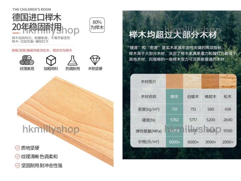 A&1380實木櫸木上下床 床架 兒童床 高低床 寶寶床 子母床 實木成人床 雙層床 上下鋪 碌架床 上下同寬 全新包送貨 - Image 9