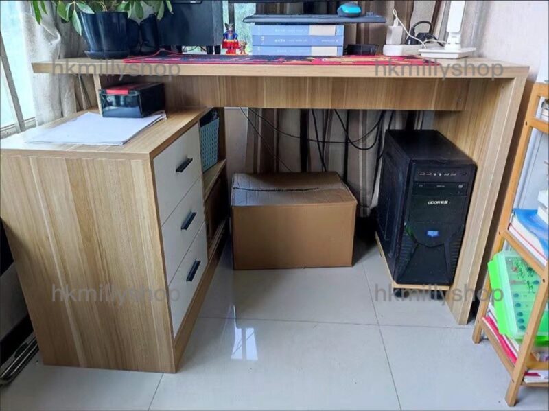 A&1381旋轉書枱 L型電腦檯 一字型寫字台 書桌書架組合 電腦桌 轉角桌子 - Image 8