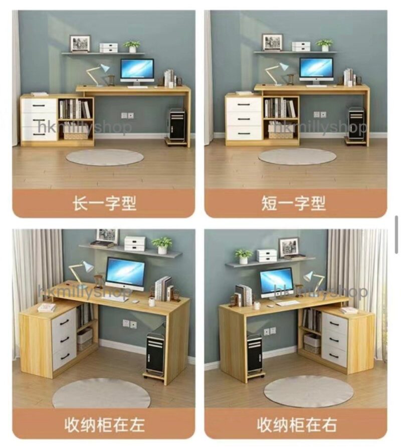 A&1381旋轉書枱 L型電腦檯 一字型寫字台 書桌書架組合 電腦桌 轉角桌子 - Image 10
